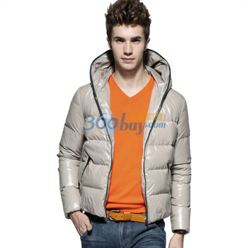 Justyle2011秋冬新品11色亮彩连帽保暖短款男士羽绒面包服男款外套45113075 杏色 XXL