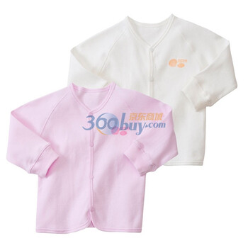 贝贝怡（bornbay） 2J306 宝宝服 前开扣内衣套装 婴儿童装内衣2件组合装 淡粉和米白 100码