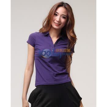 Giordano佐丹奴 Polo 女淡雅花边领弹力修身POLO 01310156 紫色 S