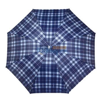 梅花 三折格子晴雨伞 深蓝色