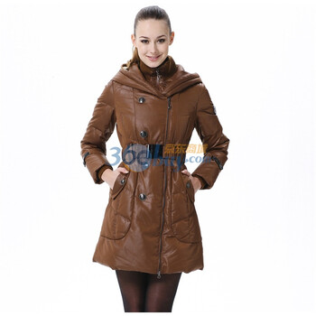 波司登 2011新款 羽绒服 女 亮面单排扣防风领中长款 BR2322 巧克力 185/104A(XXXL)