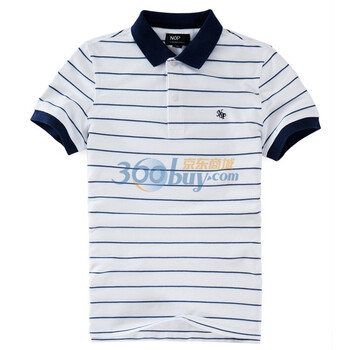 NOP 男士 2012夏装新款 精品蓝白海洋条纹珠地POLO 白蓝条纹 L