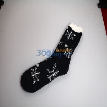 蕾娜丝LENUS 圣诞雪花系列 男女式情侣毛巾袜X99101 黑色 均码