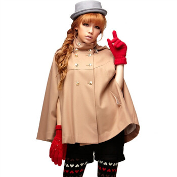 TT.COLOR 女装 秋冬新品 韩版风衣大衣 韩国时尚斗篷披风F14 土黄 L