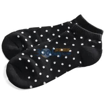 Giordano佐丹奴 袜 女趣味波点毛圈底防滑船袜 01451504 黑色 均码