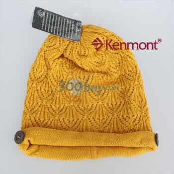 kenmont韩版卷边针织提花帽KM-1274 芥末黄