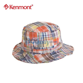kenmont凯蒙特帽子春夏女士遮阳帽子格子个性小盆帽渔夫帽KM-0206 蓝色 58