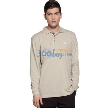 Baneberry2012新款春装男士休闲撞色门襟纯棉长袖POLO12001 卡其 XXL
