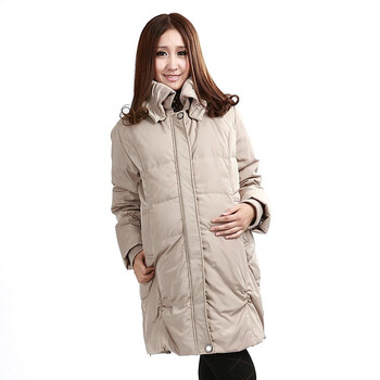 乐禧来孕妇装 时尚翻领羽绒服 B11W0403 卡其色 XL