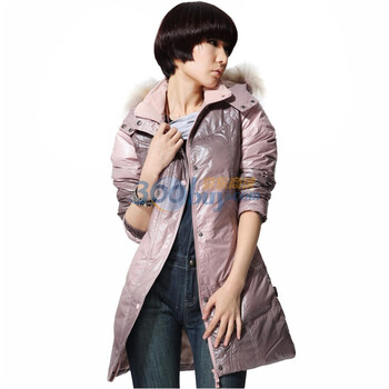 唐狮Tonlion女羽绒服中长款羽绒衣110421074110 浅粉红 L