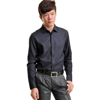 HOPTAHE埃驰易 男装长袖衬衫92110237黑色 XL