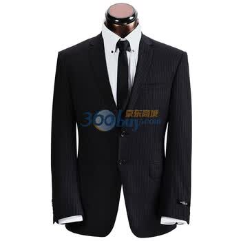 莱克斯顿laxdn 正品 男士羊毛西服套装 修身西装 竖条纹 04111528 灰232 54