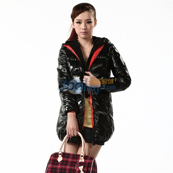 2011新款 冰洁羽绒服 女式双帽中长款 BG11150 黑色 185/104A(XXXL)