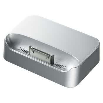 日本SANWA SUPPLY ACA-CRADLESV 苹果iPod、iPhone的基座 可同时插着电源和音箱 也可传输数据 银