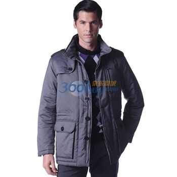 七匹狼男装新雪丽长款棉服棉衣 浅灰色 XXXL