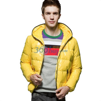Justyle2011秋冬新品11色亮彩连帽保暖短款男士羽绒面包服男款外套45113075 黄色 XXL