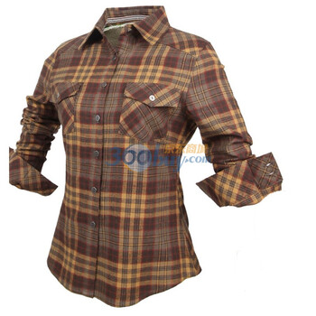 怡致VISZS 女式全棉法兰绒衬衫 HB110230 土黄色 M(37)