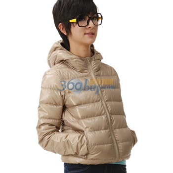 [inturn] 女装修身羽绒服 90白鸭绒轻薄带帽羽绒服13M1361 卡其色 S