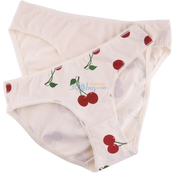 棉花共和国 Cotton RepubLic 可爱樱桃 两条装 女式三角内裤 51111122 卡其色 XL