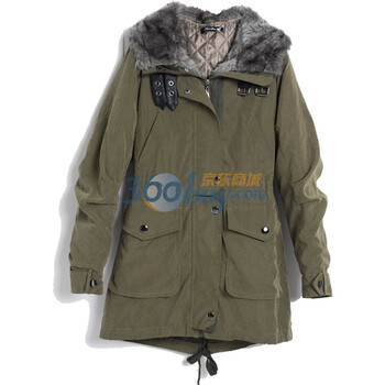 as安都2011冬 新 欧美风毛领工装款棉服 9158204 军绿 M