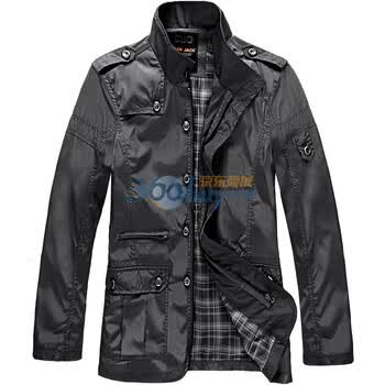 简杰克JEANJACK2012春装新款立领休闲夹克男薄外套简行之K001 黑色 L