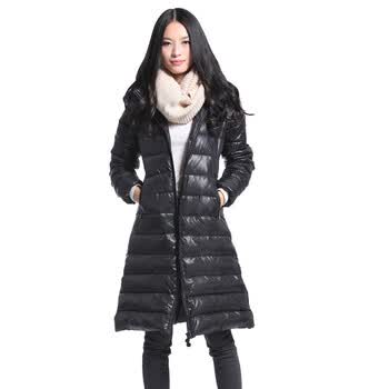 IVEEREE2011新款羽绒服女款爆款黑色长款收腰带帽A0116 黑色 L