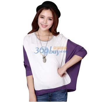 韩都衣舍 韩国2012新款春装显瘦圆领蝙蝠袖女装T恤HG2043 紫色 M