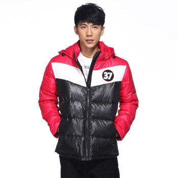 IZOD 90%白鸭绒冬季新品连帽厚款男士羽绒服 3061901403401红色XXL(185/102A)