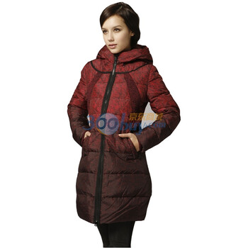 皮尔卡丹PierreCardin时尚超保暖长款女式羽绒服pika08 红色 XL