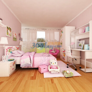 酷漫居 Hello kitty 高档家具 KT恋恋风景4/5件套 家具品牌 儿童家具 爱洛粉红 1.2床/床头柜/2门衣柜/书桌