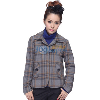 威丝曼之家WSM HOME 格仔翻领长袖外套 TD240108 灰色 XL