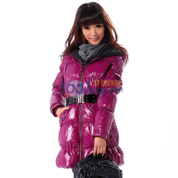 冰洁羽绒服 女式双领连帽中长款 BG1046 紫色 185/104A(XXXL)