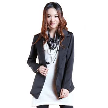 蒂娜莉莎(TINALISA)新款冬装女装OL通勤单排扣纯色小西装西服9149 浅灰色(80) XXL