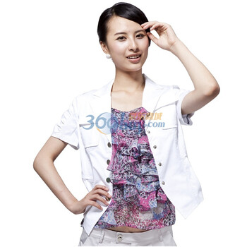 Entralady/音曲2012夏季新款短袖外套 女装短袖外套 YYXW113 白色 XL