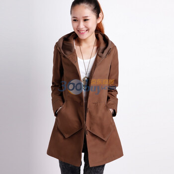 十衣素 新品/款女装/风衣/女带帽长款外套T03 军绿色 XXL