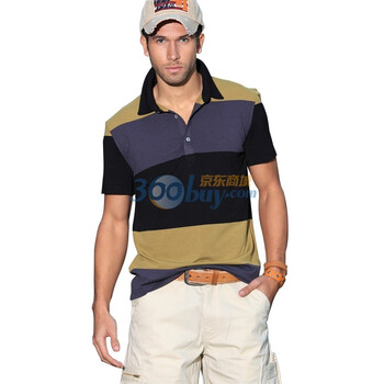 浪氏威尔lansiwear2012夏装男士POLO衫条纹高品质丝光棉短袖T恤英伦修身LSAKT811 黄色 54