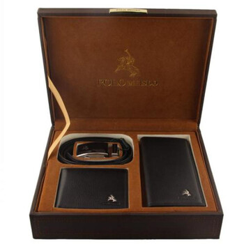 POLO MEISDO英国保罗送领导高档礼品礼物头层软牛皮钱包加皮带组合三件套P020-60 黑色 均码