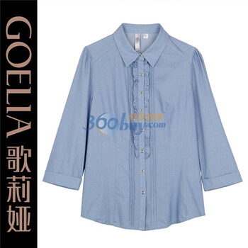 歌莉娅GOELIA 2012夏季新款时尚修身牛仔衬衫原399 22E3E13B 蓝色 L