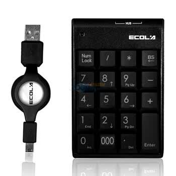 宜客莱（ECOLA）NT-19HUBK 小精灵便携式USB数字小键盘（2口HUB）黑色