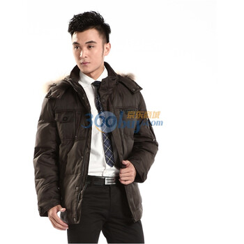 2011新款 康博羽绒服 男休闲毛帽直摆 KB1139 巧克力 190/104A(XXL)