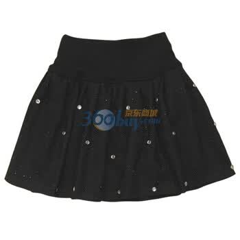特尚莱菲 秋季新品 韩版女款松紧腰蕾丝烫钻超短裙 DFB6101 黑色 L