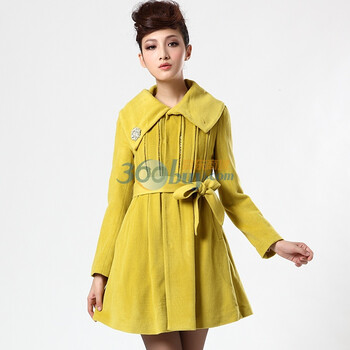 Nemow南梦2011冬新品修身翻领长袖呢大衣A0G370 黄色 M