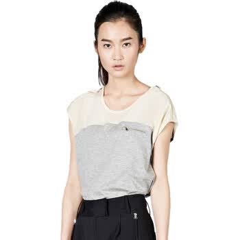 MO&Co. 摩安珂 moco 拼接式休闲风短袖衬衫M112SHT30 97米杏 L