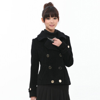 音曲女装 贺新年 冬装新款 时尚气质短款大衣 ECDSW058 米色 M