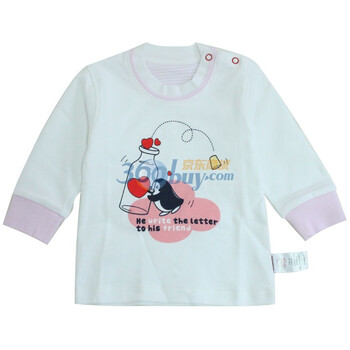 小米米minimoto 宝宝衣服 11年新品秋冬内衣 纯棉婴儿开肩上衣YU2806 粉红 100码