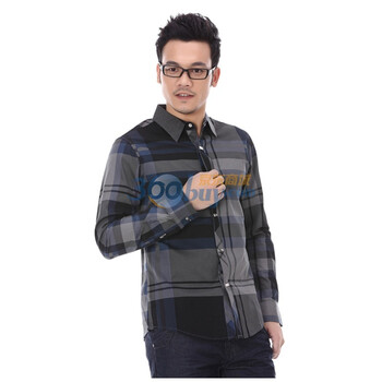 薪格仕品 衬衫 纯棉修身格子衬衫 JDC601蓝格XXXL