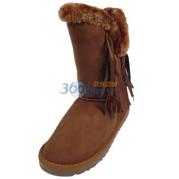 回力时尚流苏雪地靴 女式高档保暖雪地靴 1006 褐色 40