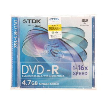 TDK 16x 4.7G 经典版 DVD-R 单片 盒装