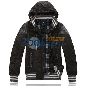 TUOYI2011新款男装棉衣脱帽加厚韩版修身时尚罗口外套109黑色XXL