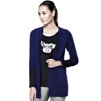 MO&Co.摩安珂 moco 休闲动物图案圆领长袖T恤M104TST07 21花灰 L
